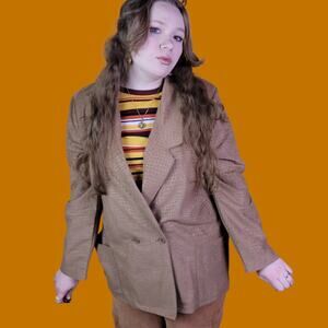 Vintage NWT 90s Separate Scene Brown Faux Alligator Blazer, 16